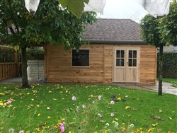 Eiken tuinhuis met waterton