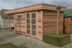 Tuinhuis met plat dak en berging